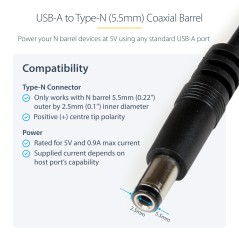 Buy StarTech 1M USB to 5V DC Power Cable - High Quality, Reliable Power Solution | USB2TYPEN1M